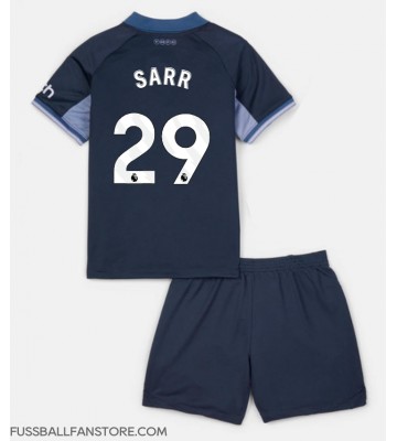Tottenham Hotspur Pape Matar Sarr #29 Replik Auswärtstrikot Kinder 2023-24 Kurzarm (+ Kurze Hosen)